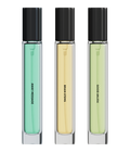 Cirqadian Discovery Set: Away Message, Brain Stems, and Good Anjou roll-on bottles on grey background
