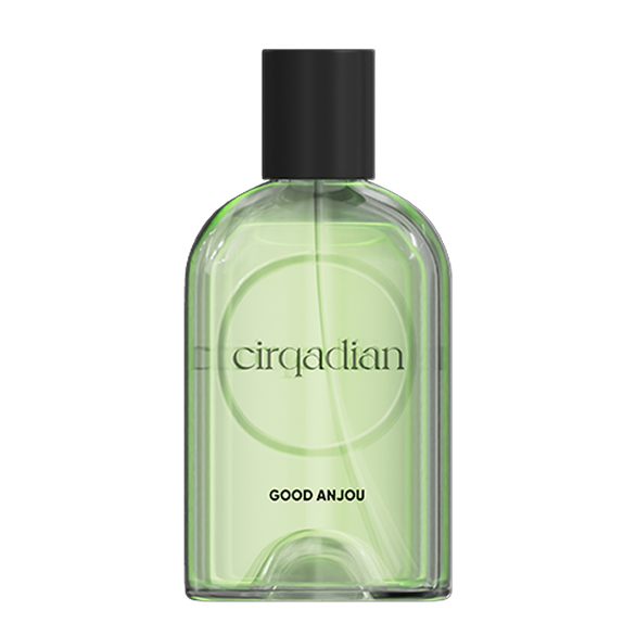 Cirqadian fragrance bottle labeled 'Good Anjou' on a white background